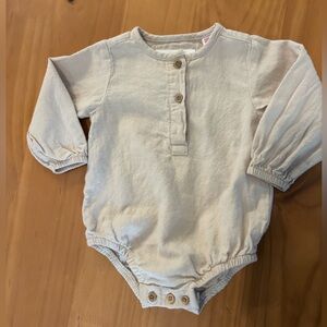 Zara linen blend Cream Long Sleeve Baby Onesie